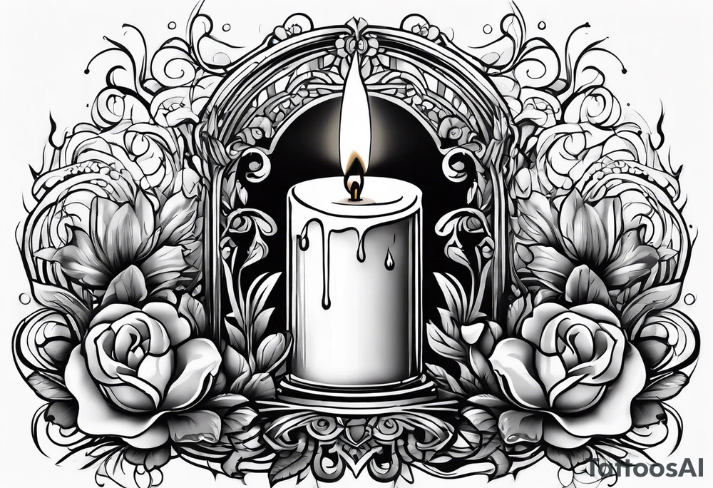 Candle alone in the darkness, a glimmer of hope. tattoo idea
