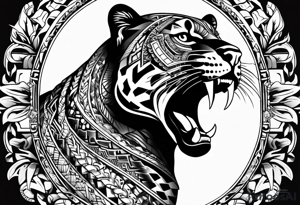 aztec black jaguar with snake tattoo idea