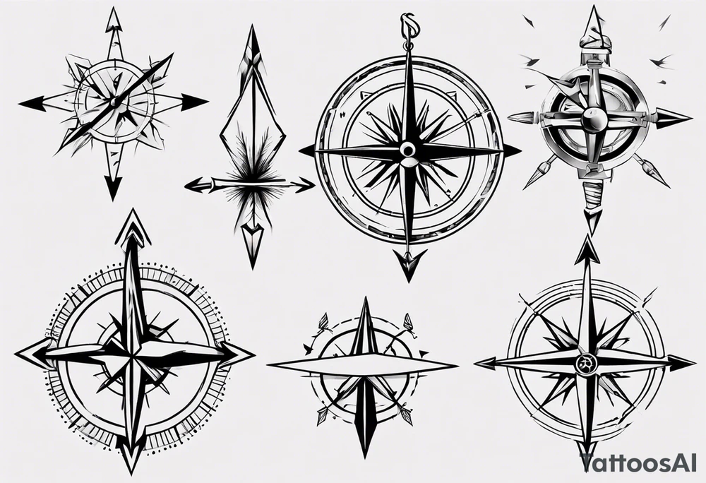 arrow and compass together tattoo idea