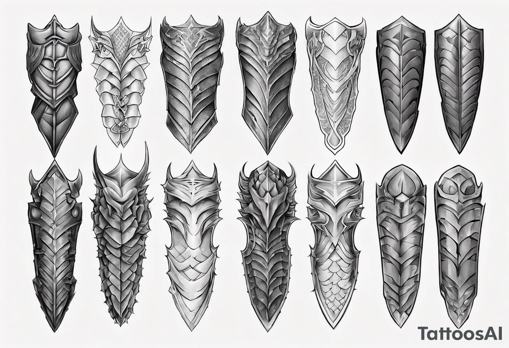 Dragonscale Leg armor symmetrical tattoo idea