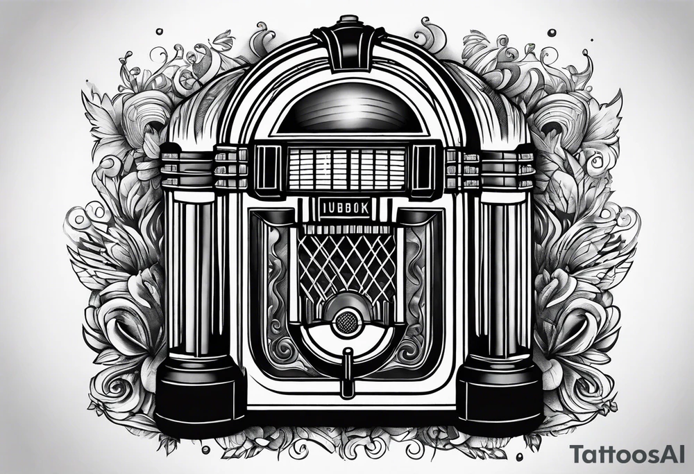 man playing music jukebox tattoo idea