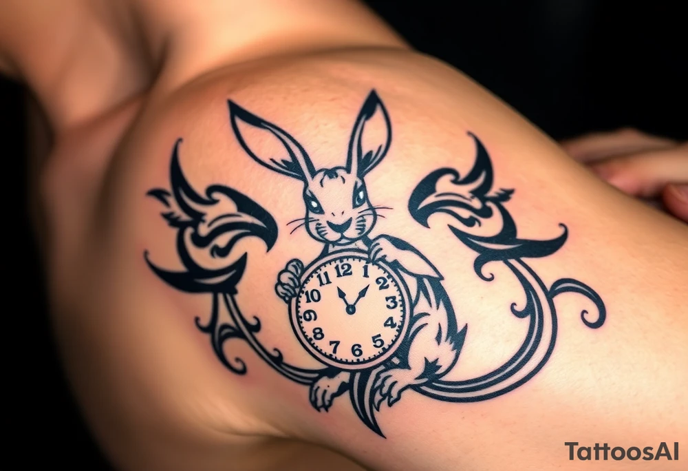 Rabbit with a Clock tattoo idea