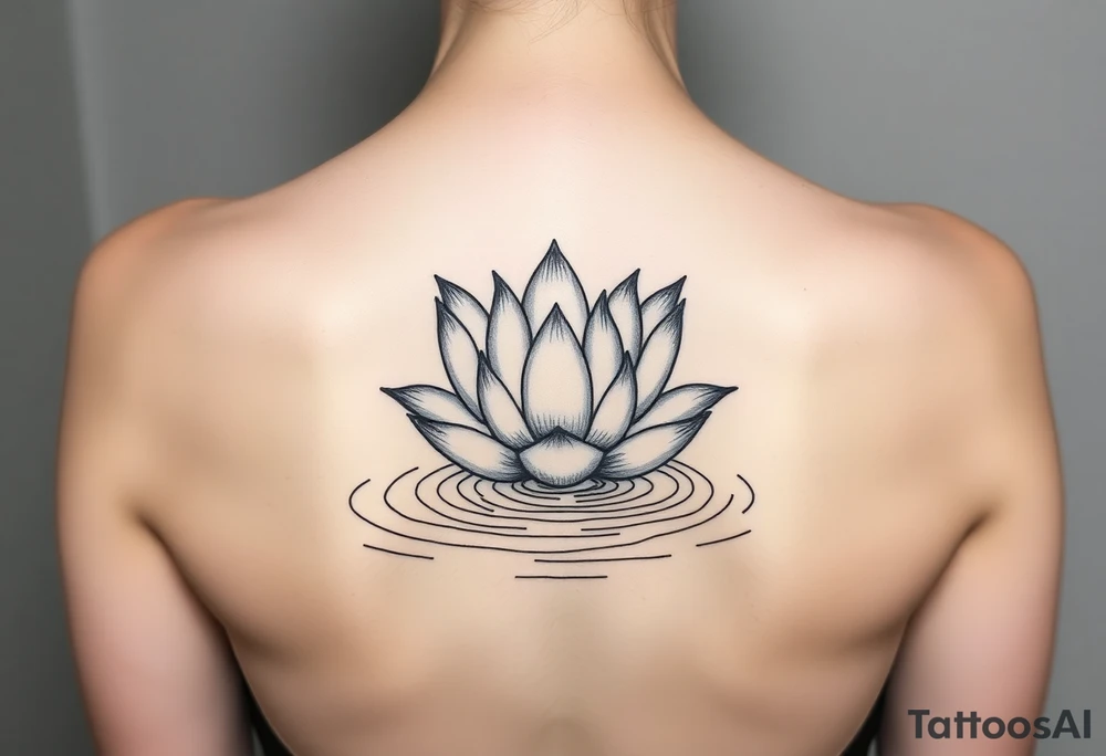 serene lotus flower emerging from sacred waters with ripples tattoo idea