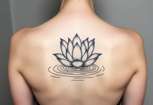 serene lotus flower emerging from sacred waters with ripples tattoo idea