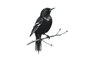 Male European Blackbird on a branch tattoo idea tattoo idea