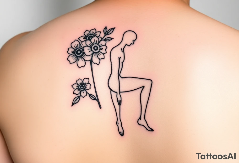 generate 3 minimalistic batch tatoos for the left male hand. one shoud be flowery the other should be an outline servant drawing with a bendend knee and initials "WDGFS" think of a 3rd. position them where i don't see them easily eg at the back or sides of the arm tattoo idea