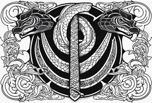 Snake on a battle axe tattoo idea