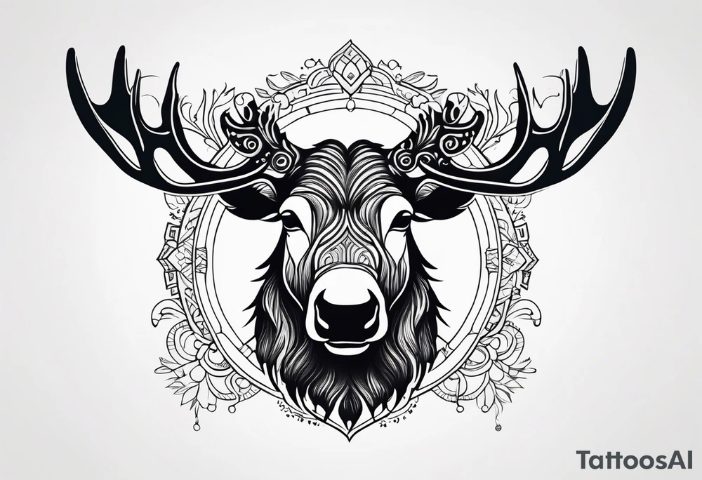 cute moose tattoo idea