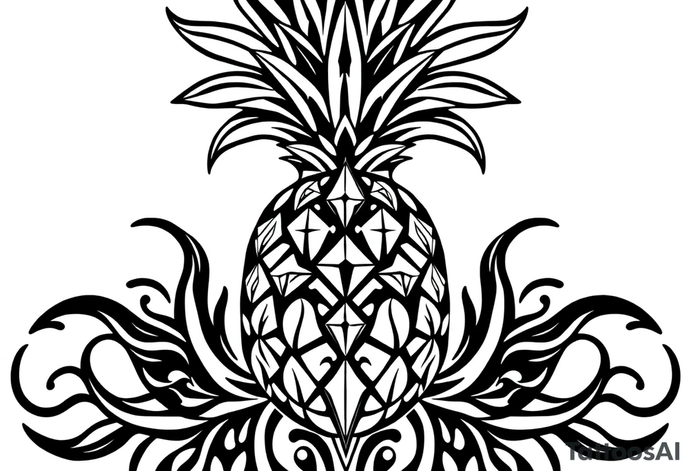 pineapple with diamonds  and magestic, crown, vagina, anus, pubic tattoo idea