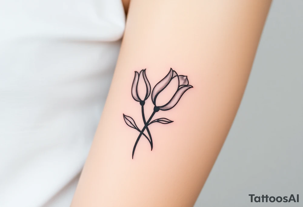 two intertwined tulips with stem tattoo idea