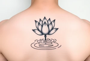 serene lotus flower emerging from sacred waters with ripples tattoo idea