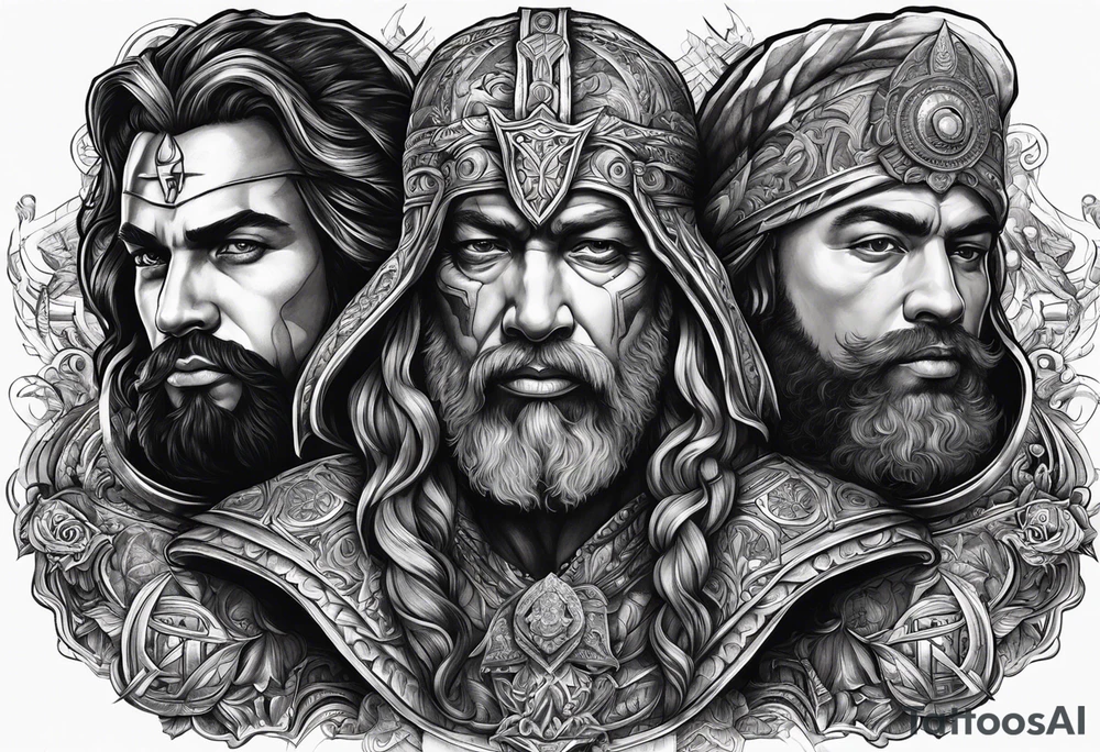 Os quatro cavaleiros do apocalipse juntos, descritos conforme a bíblia. tattoo idea