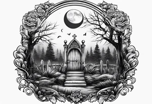 graveyard with moon tattoo idea