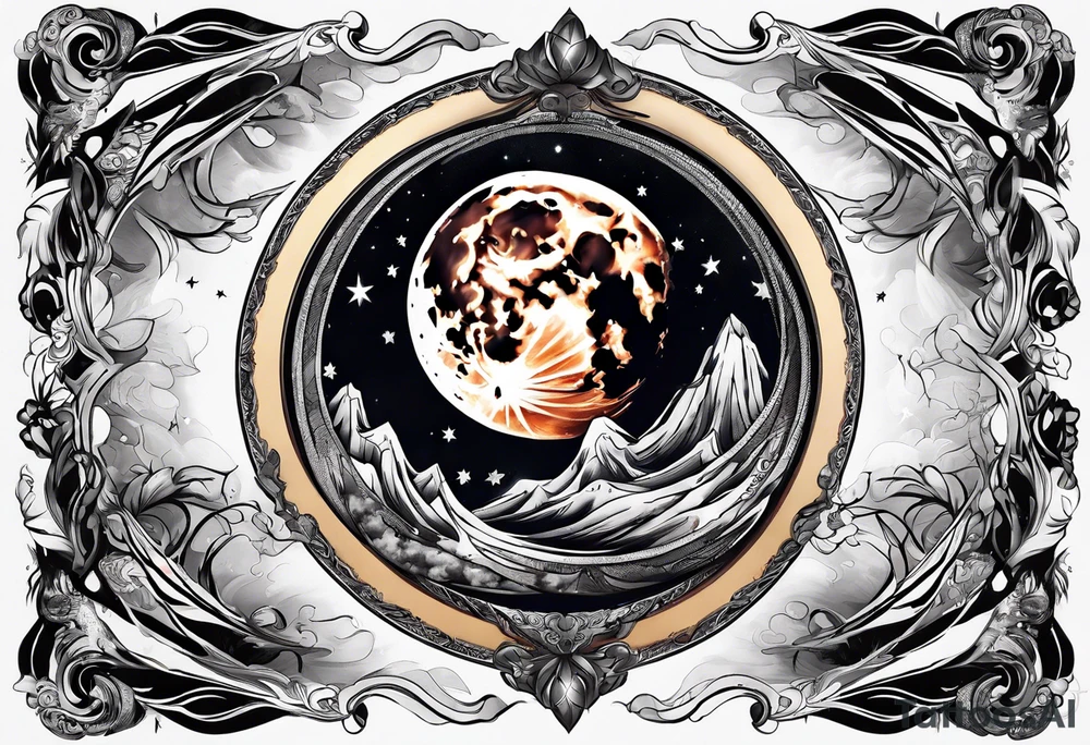 Smoke wrapping around the moon tattoo idea