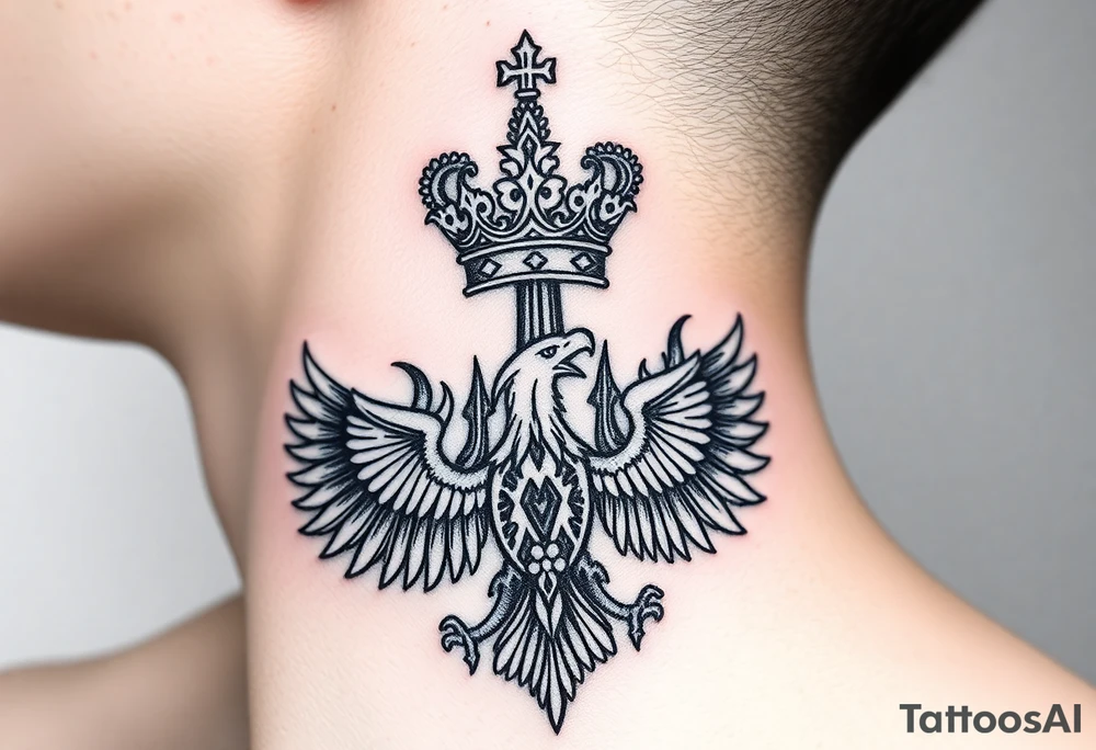 St. George
Russian imperial crown above the eagle
Russian sabre
The Kremlin or St. Basil's Cathedral scene tattoo idea