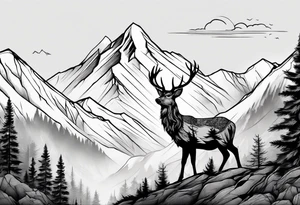 mountain with small deer tattoo idea