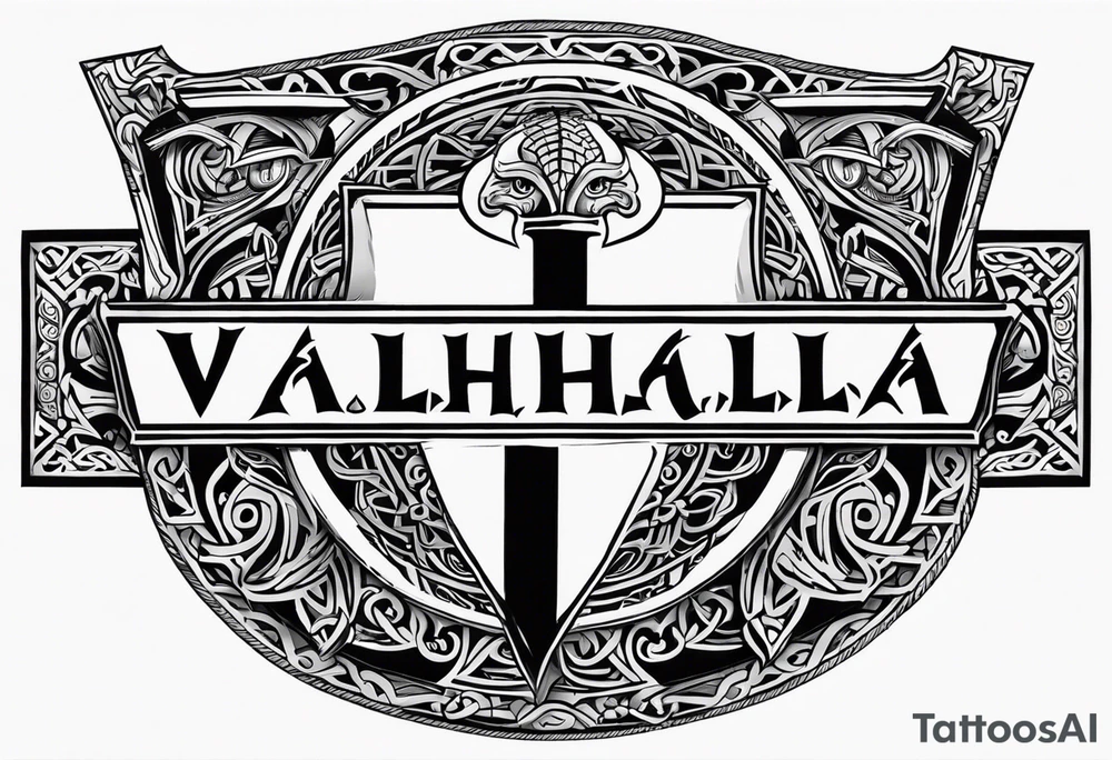 Valhalla viking gods shield hatchet tattoo idea