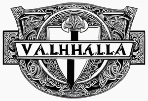 Valhalla viking gods shield hatchet tattoo idea