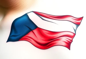 A waving Czech flag with realistic fabric texture, its red, white, and blue colors appearing vibrant and dynamic. tattoo idea