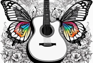 Guitar, butterfly, rainbow, Nintendo tattoo idea