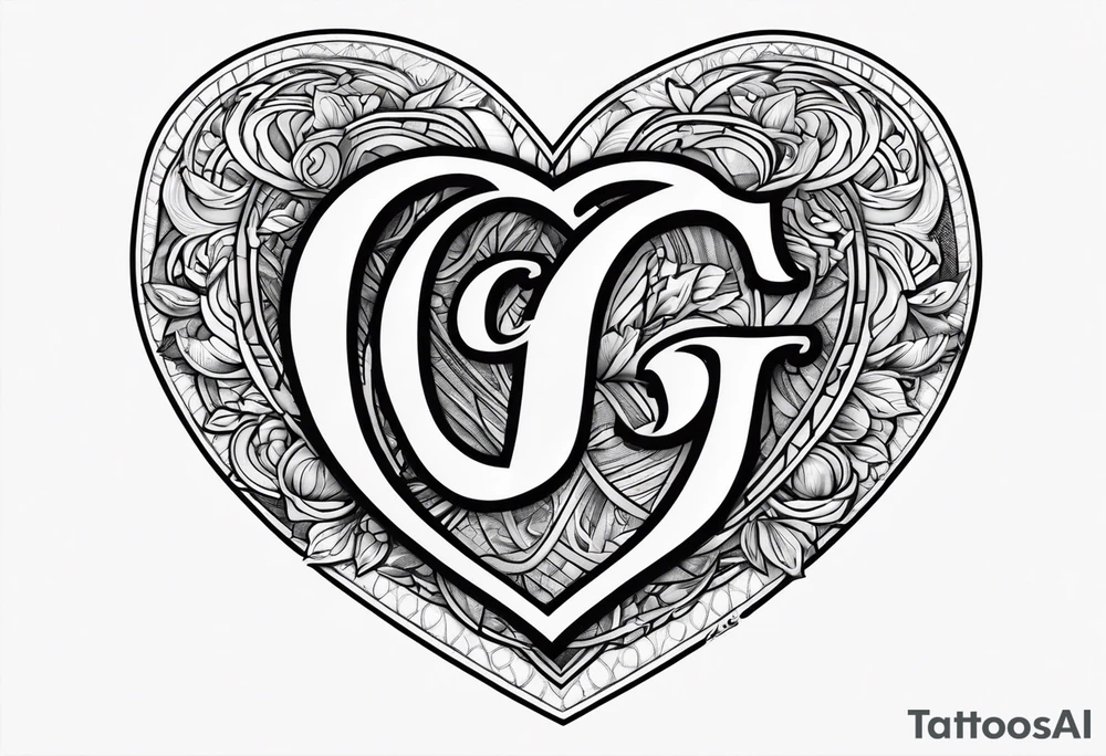 heart with a letter g tattoo idea
