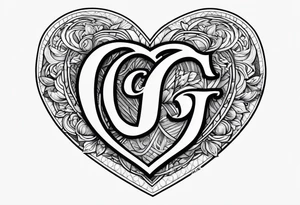 heart with a letter g tattoo idea