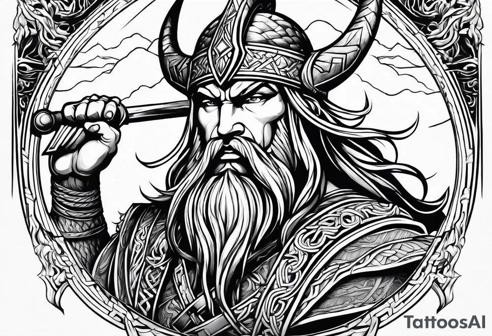 Norse God Sutur Fighting Freyr tattoo idea