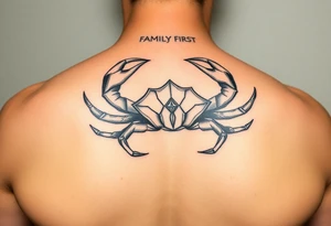 “family first”, mortality, mental health healing, cancer astrological sign tattoo idea