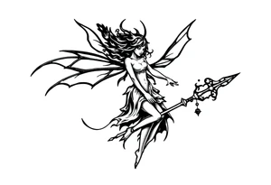 Dark fairy with weapon tattoo idea