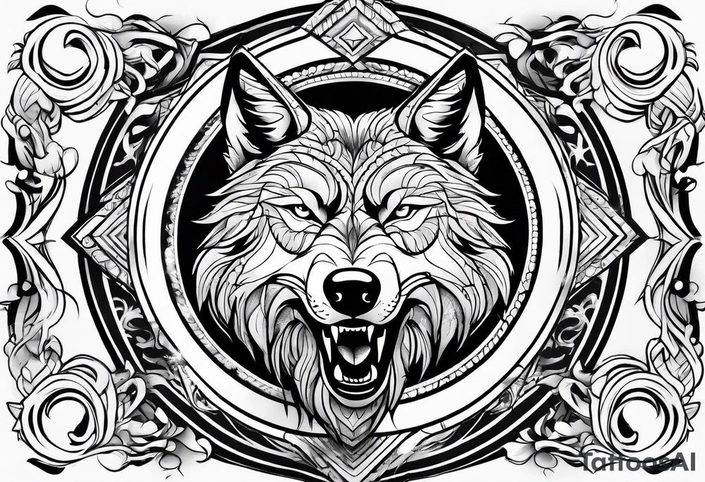 wolf growling tattoo idea