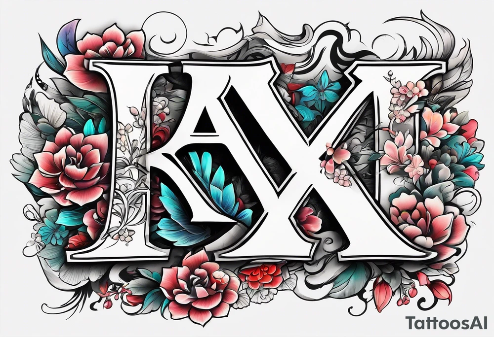 The letters AR together with the words always ready going down the side of the letters tattoo idea