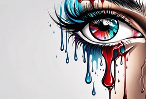 Bleeding tears flow from eye tattoo design tattoo idea