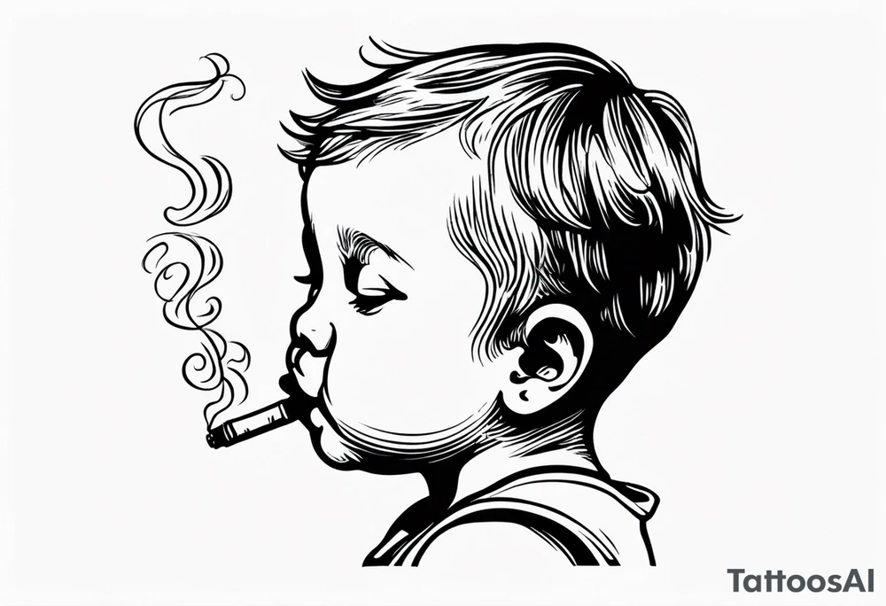 baby who smoke cigarettes tattoo idea