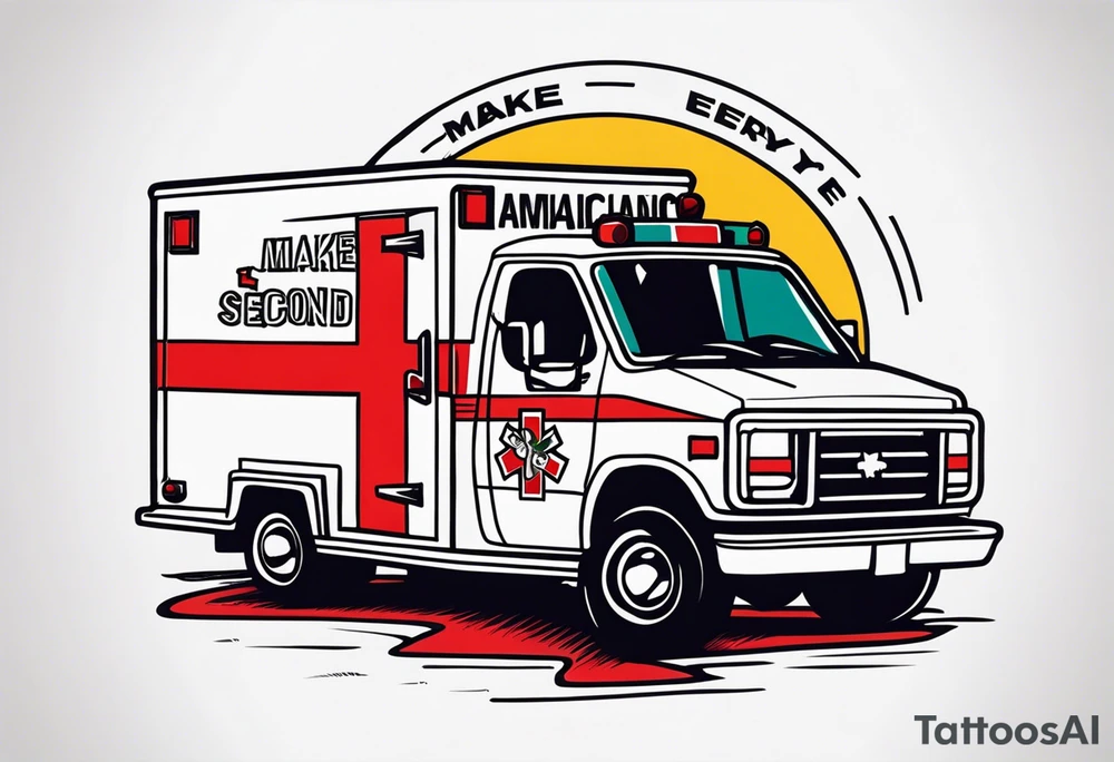 ambulance with the slogan Make Every Second Count incorporated tattoo idea