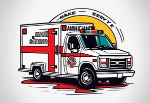 ambulance with the slogan Make Every Second Count incorporated tattoo idea