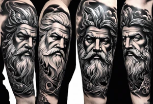 Tattoo sleeve with Zeus, Poseidon and Hades. tattoo idea