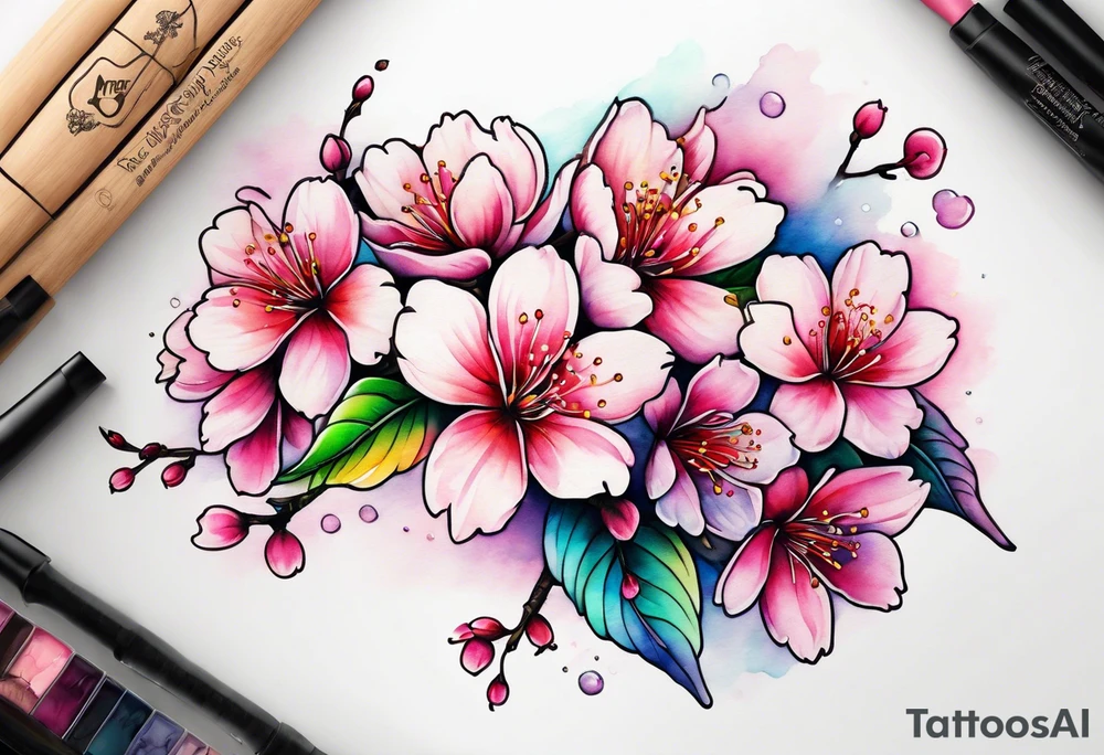 Cherry blossom rainbow tattoo idea