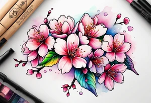 Cherry blossom rainbow tattoo idea