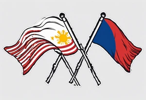 A single waving flag that is the Philippine flag to the left and the Spanish flag to the right tattoo idea