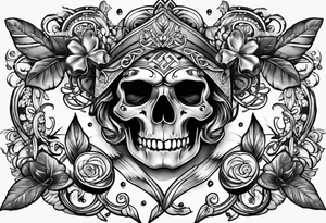 idea of adding buffs to people with this tattoo. using realistic style with arrows and Four Leaf Clover to generating stats of Luck. tattoo idea