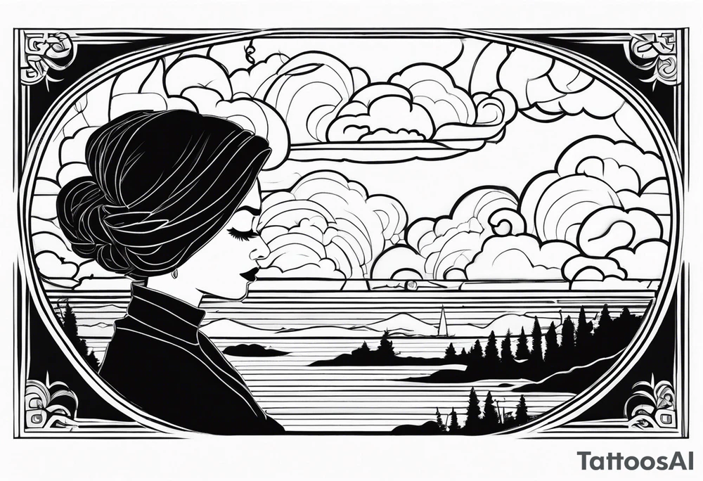 Inez with clouds in background tattoo idea