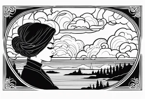 Inez with clouds in background tattoo idea