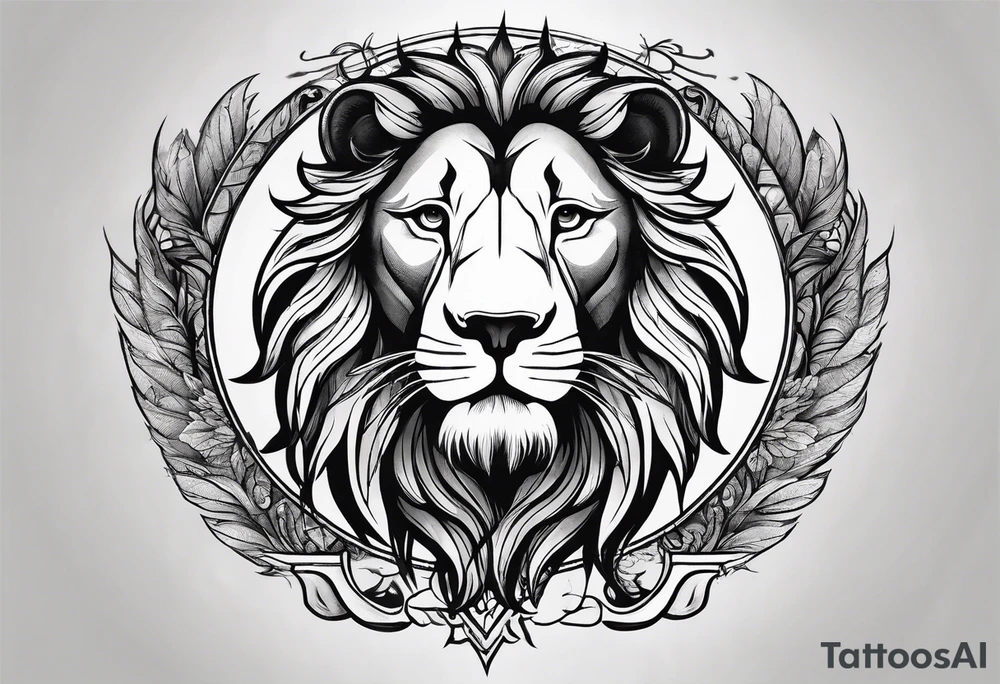 Lion with burned wings and an ouroboros sign tattoo idea