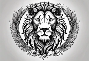 Lion with burned wings and an ouroboros sign tattoo idea