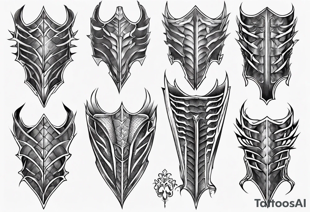 Dragonscale Leg armor symmetrical tattoo idea