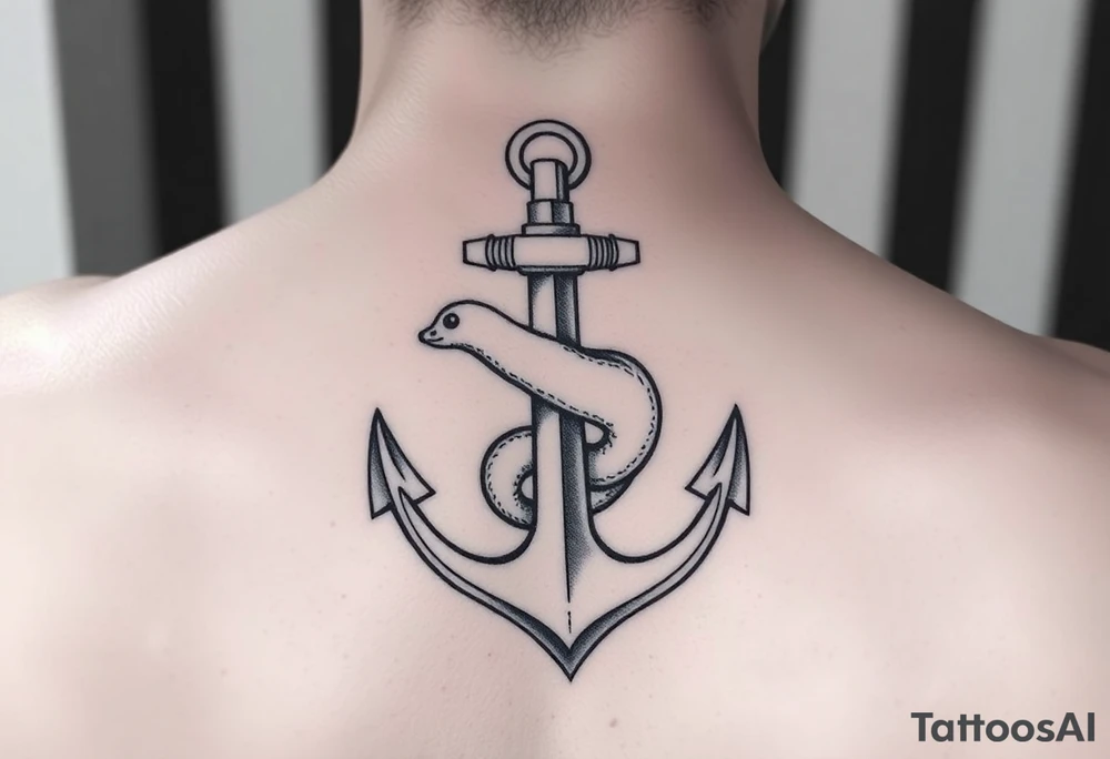 Anchor with weasel wrapped around it tattoo idea