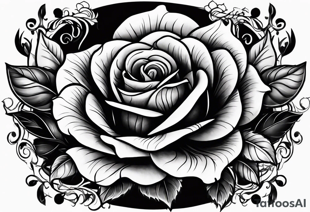 A black rose with four skulls around it tattoo design tattoo idea
