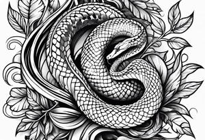 snake with leaves and vines  forearm tattoo tattoo idea