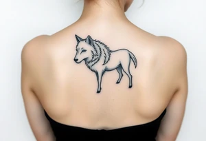Wolf and sheep as one hybrid 
animal tattoo idea