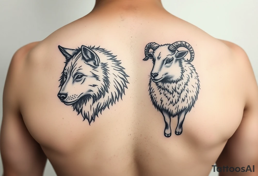 Wolf and sheep tattoo idea
